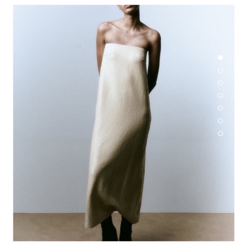 Zara white sequin midi dress size medium